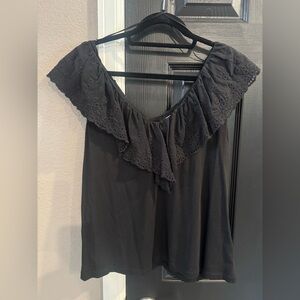 Elegant Black Lace Ruffle Top